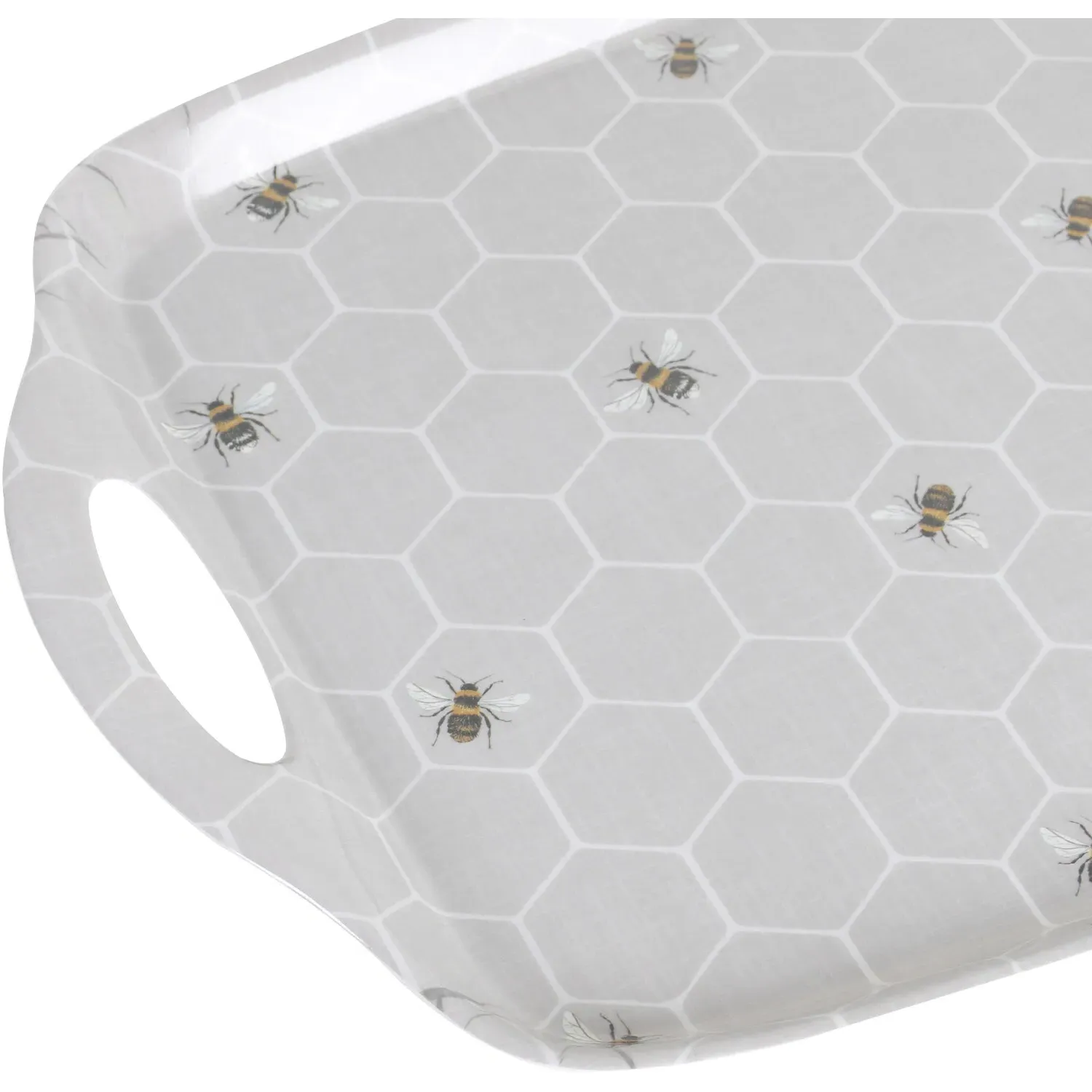 Honeycomb Bee Large Tray - Grey, Melamine