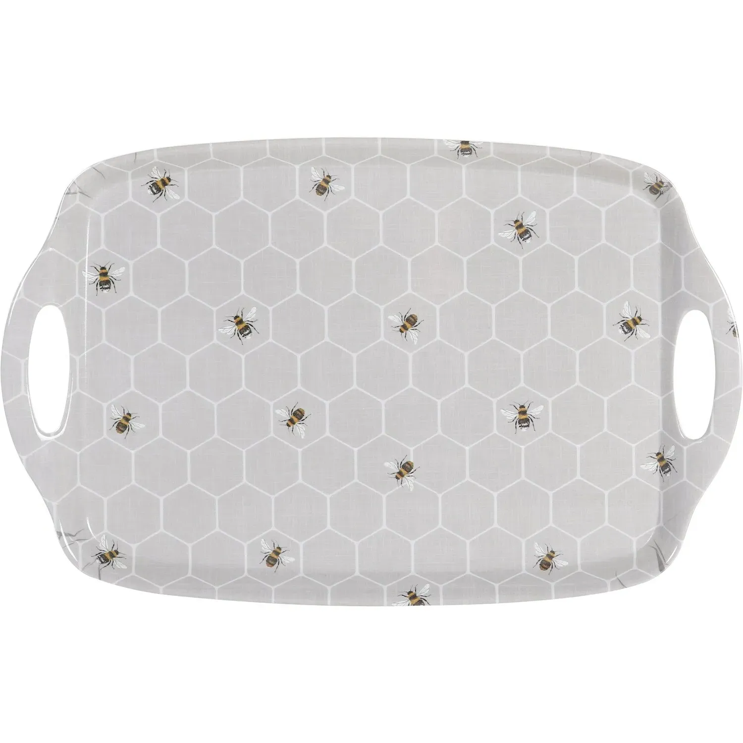 Honeycomb Bee Large Tray - Grey, Melamine