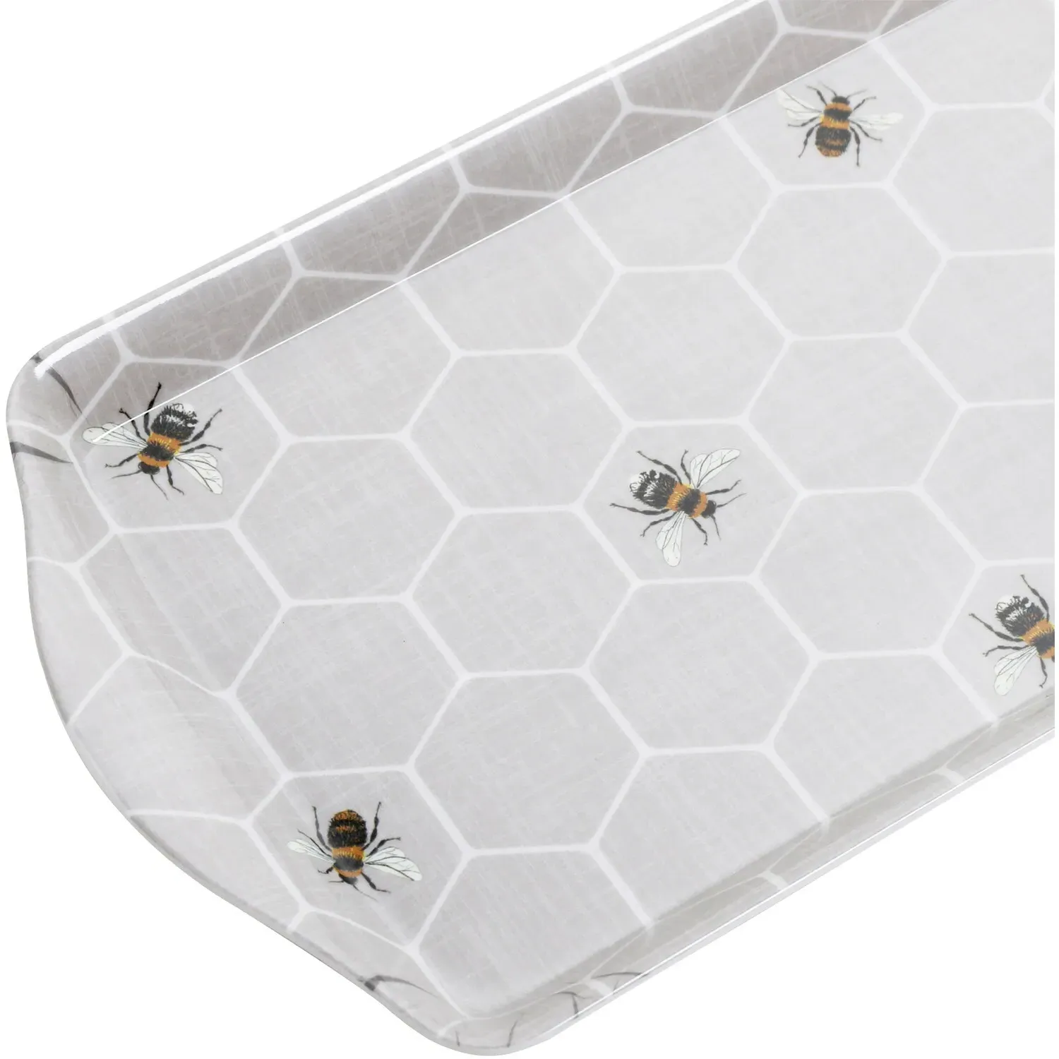 Honeycomb Bee Long Drinks Tray - Grey, Melamine