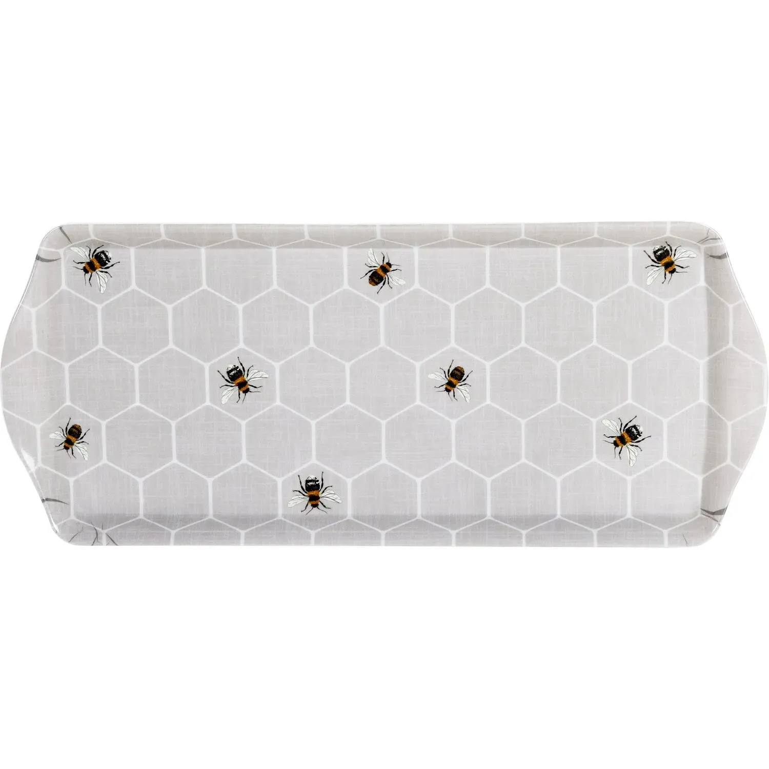 Honeycomb Bee Long Drinks Tray - Grey, Melamine