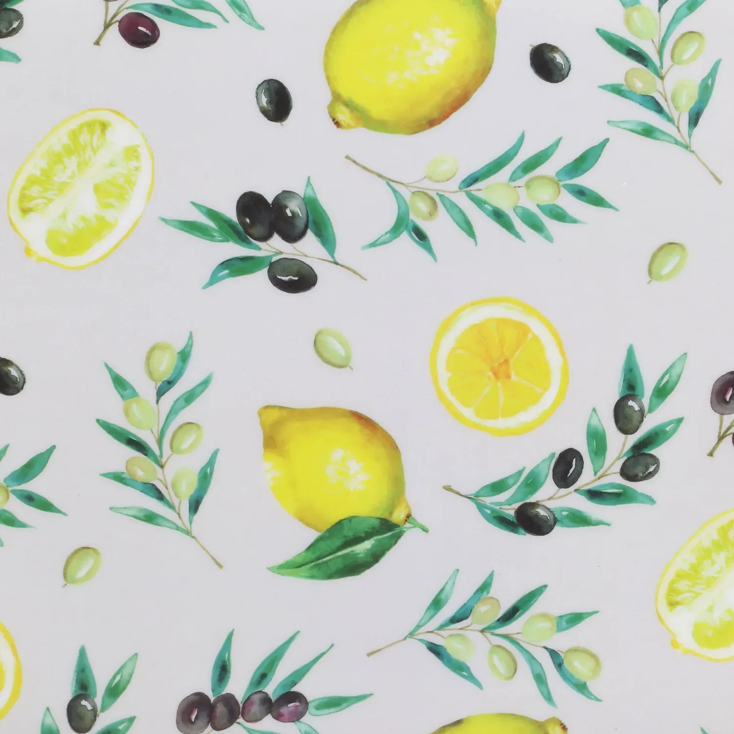 Lemons and Olives Large Tray - White, Melamine