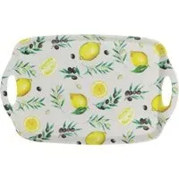 Lemons and Olives Large Tray - White, Melamine