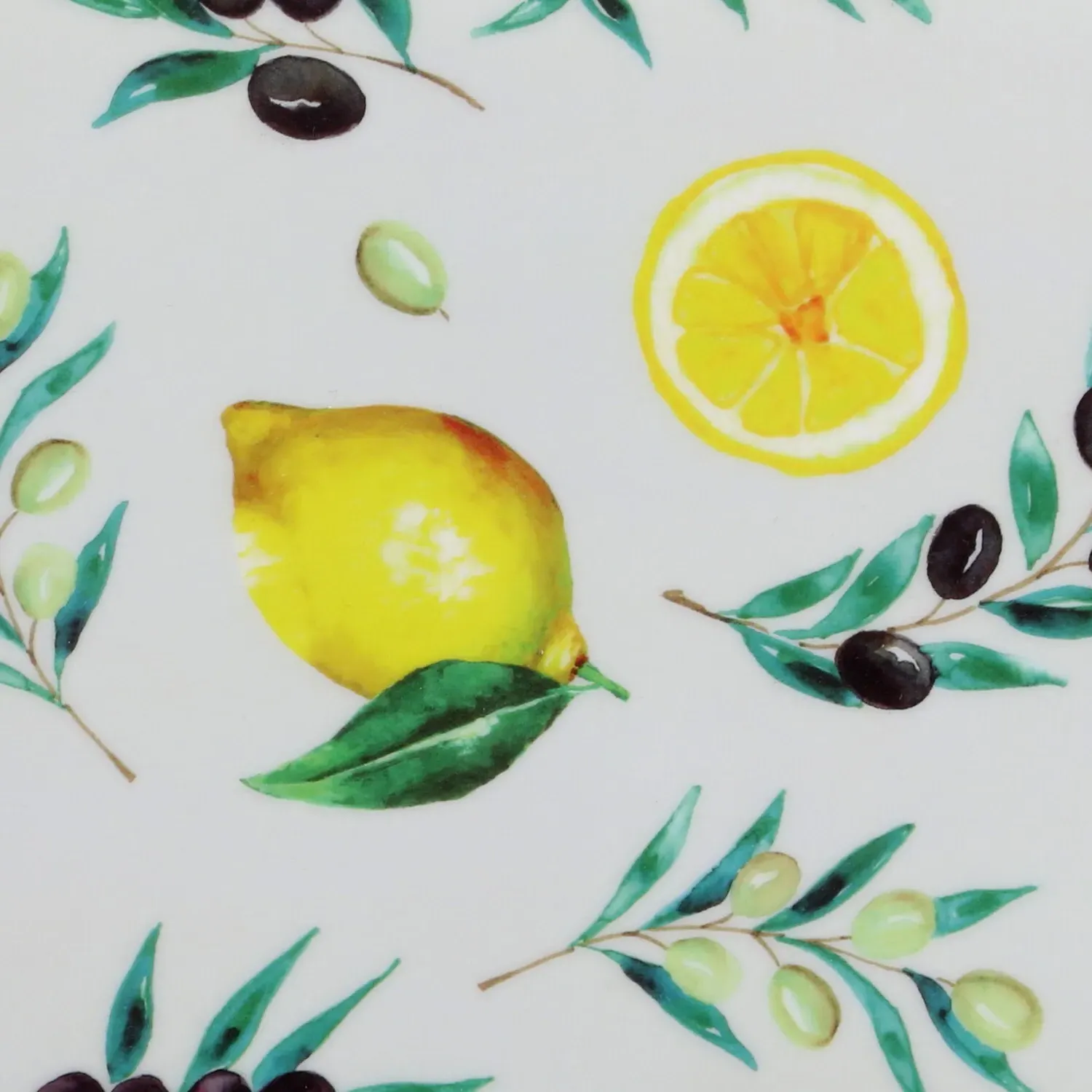 Lemons and Olives Long Drinks Tray - White, Melamine