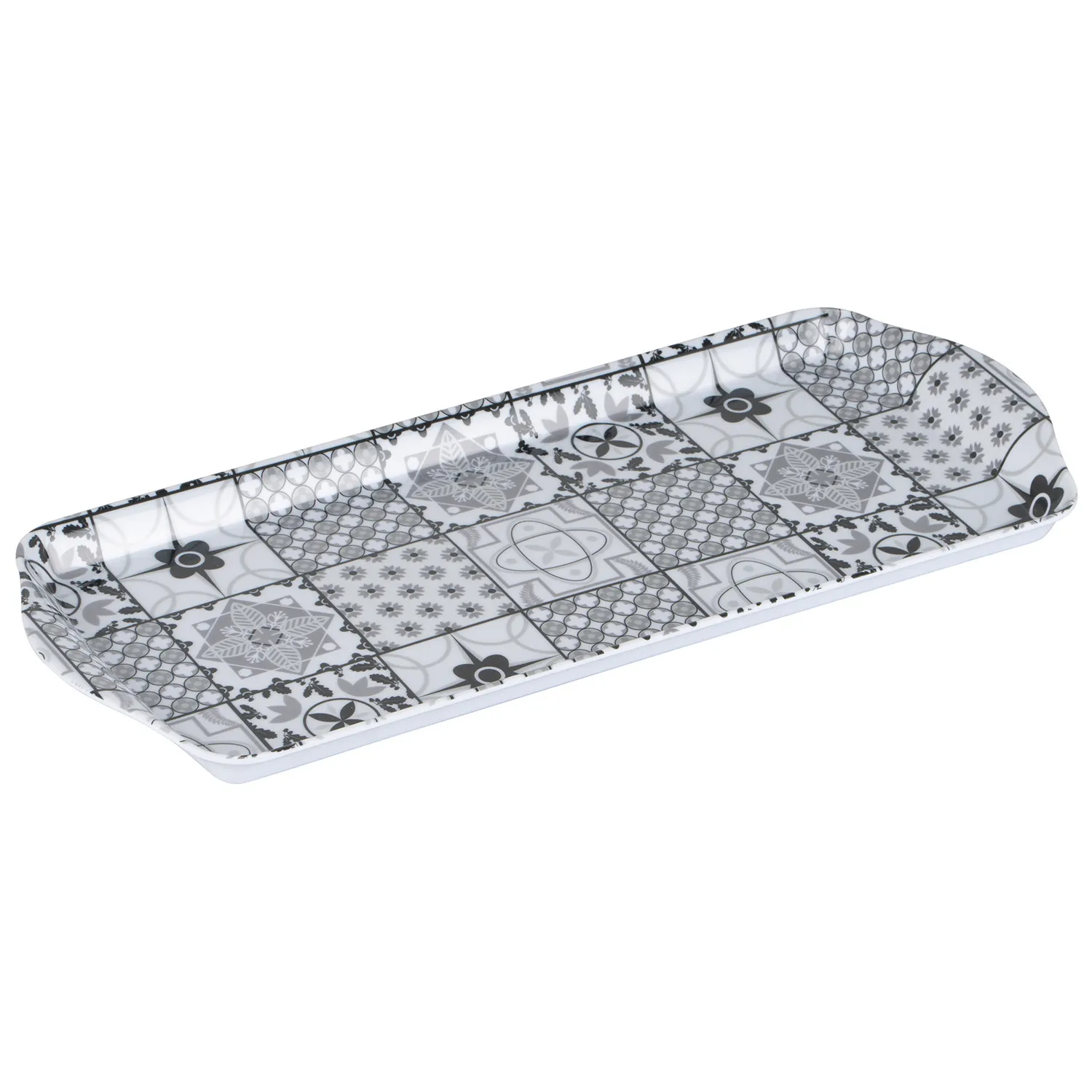 Tile Long Drinks Tray - Black and White