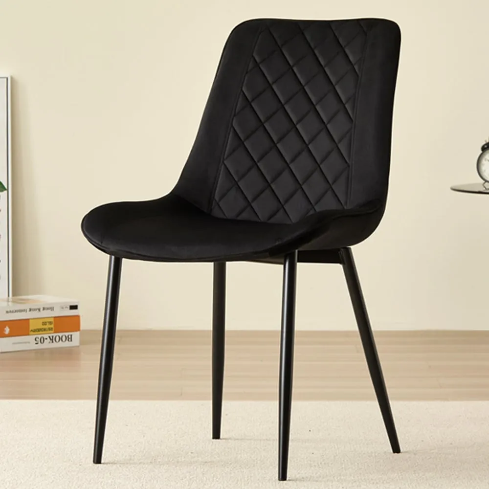Amelia Set of 2 Dining Chairs - Black, Velvet image