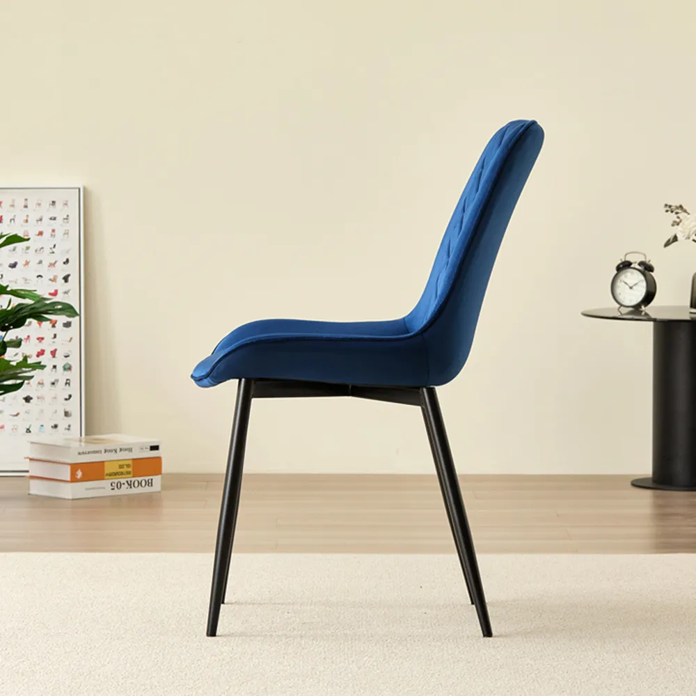 Amelia Set of 2 Dining Chairs - Blue, Velvet