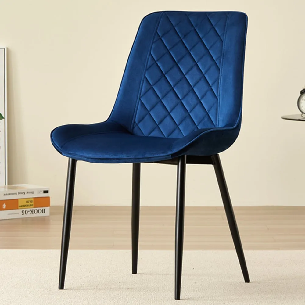 Amelia Set of 2 Dining Chairs - Blue, Velvet