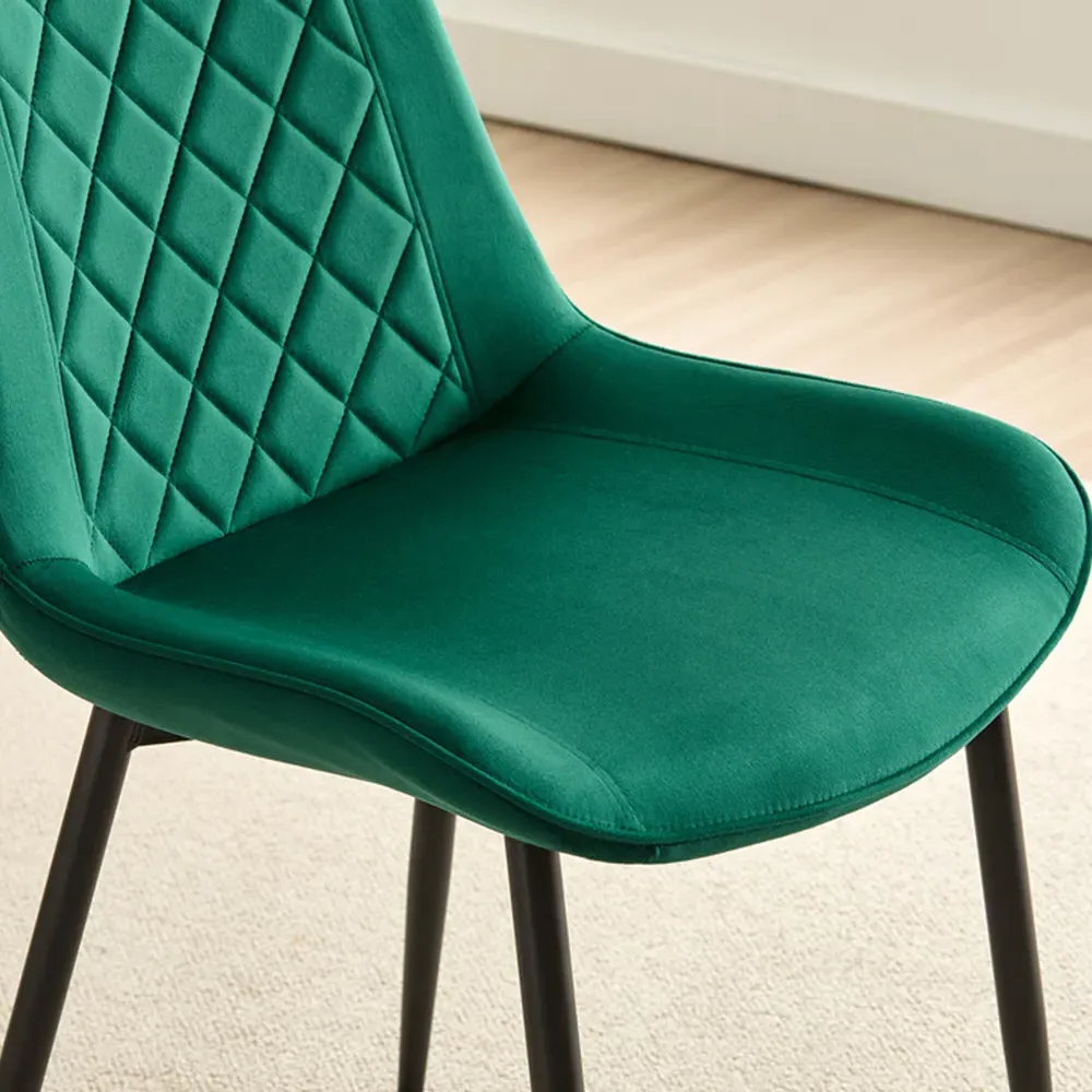 Amelia Set of 2 Dining Chairs - Green, Velvet