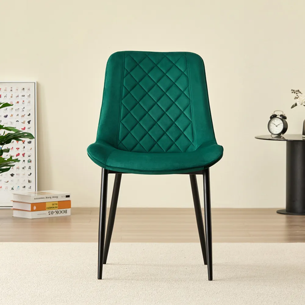 Amelia Set of 2 Dining Chairs - Green, Velvet