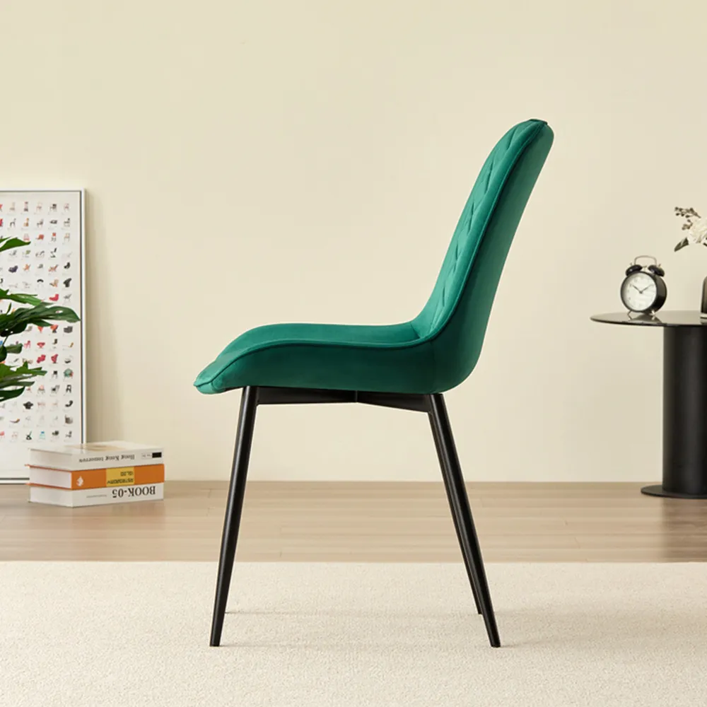 Amelia Set of 2 Dining Chairs - Green, Velvet