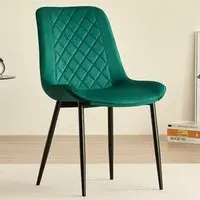 Amelia Set of 2 Dining Chairs - Green, Velvet