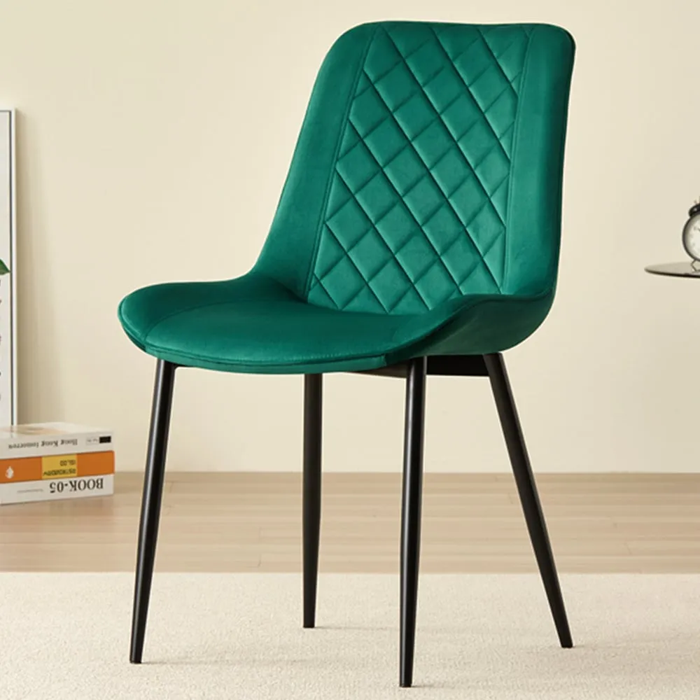 Amelia Set of 2 Dining Chairs - Green, Velvet