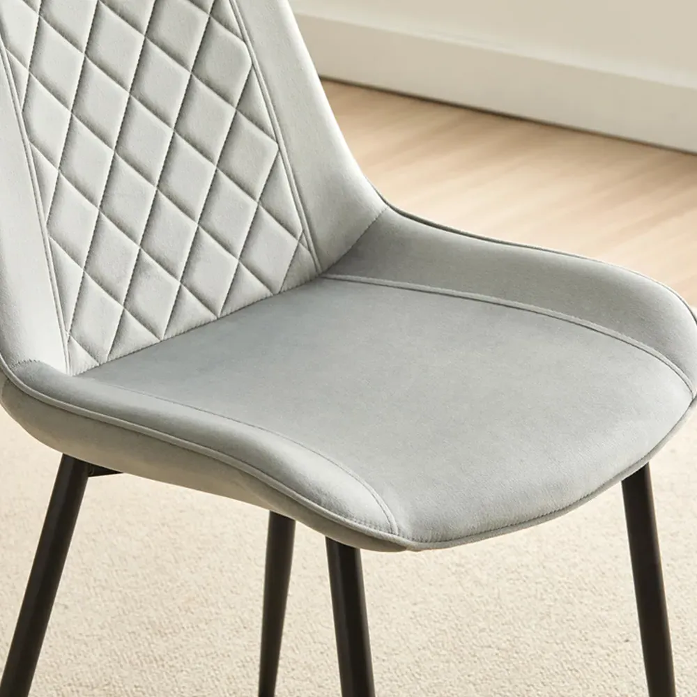 Amelia Set of 2 Dining Chairs - Grey, Velvet