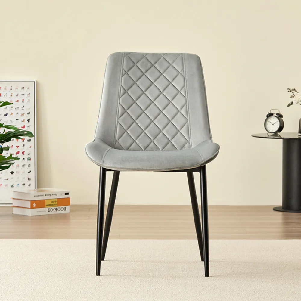 Amelia Set of 2 Dining Chairs - Grey, Velvet