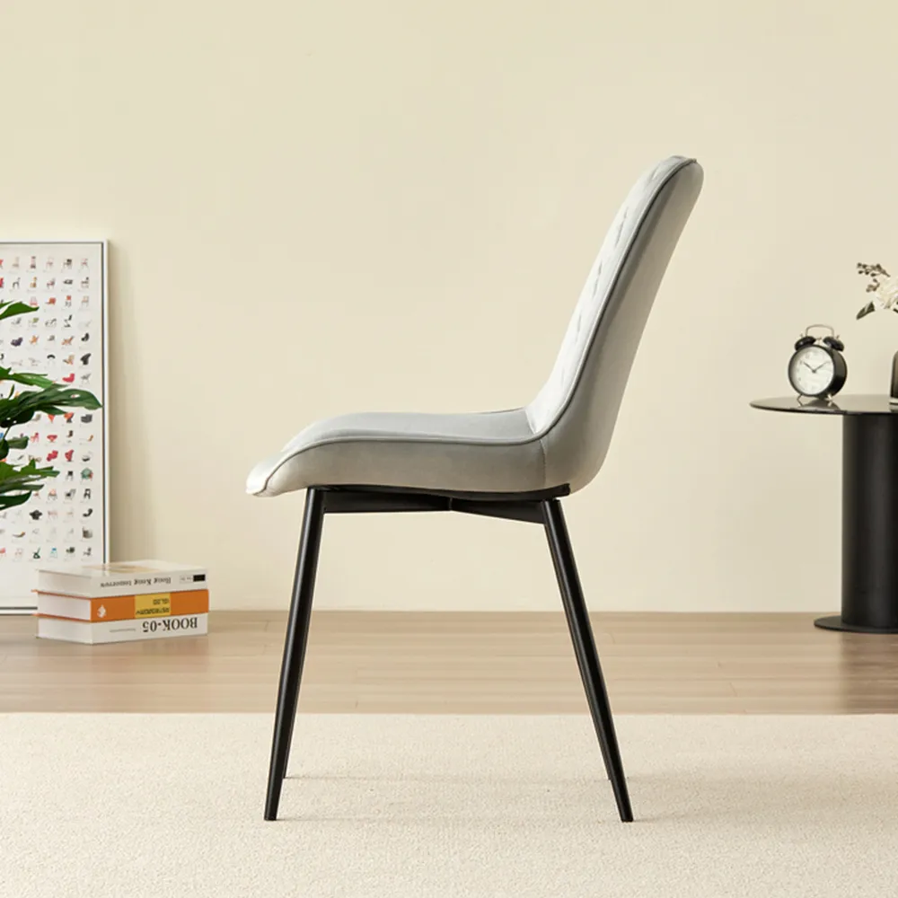 Amelia Set of 2 Dining Chairs - Grey, Velvet