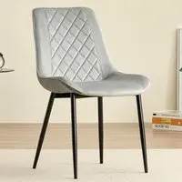 Amelia Set of 2 Dining Chairs - Grey, Velvet