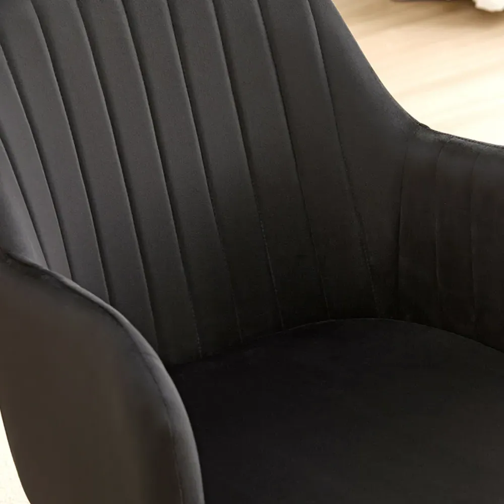 Charlotte Set of 2 Dining Chairs - Black, Velvet