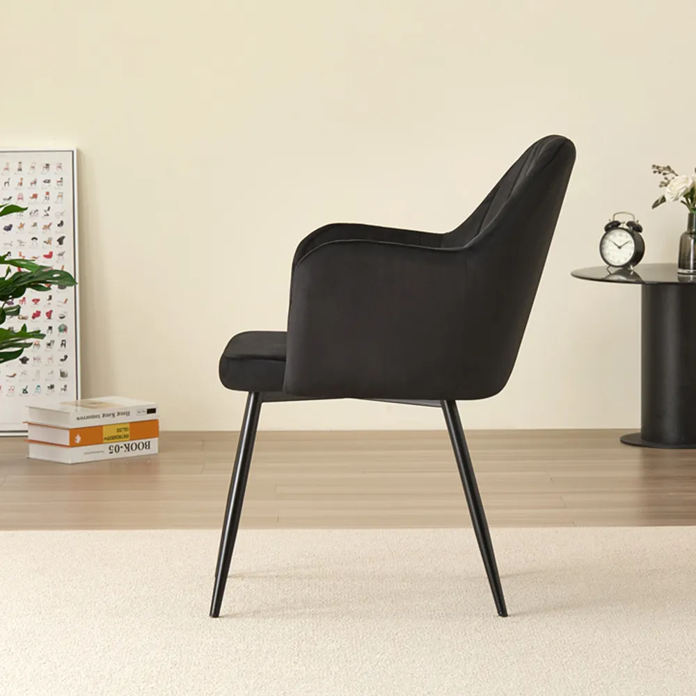 Charlotte Set of 2 Dining Chairs - Black, Velvet