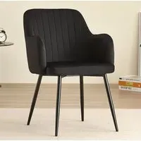 Charlotte Set of 2 Dining Chairs - Black, Velvet