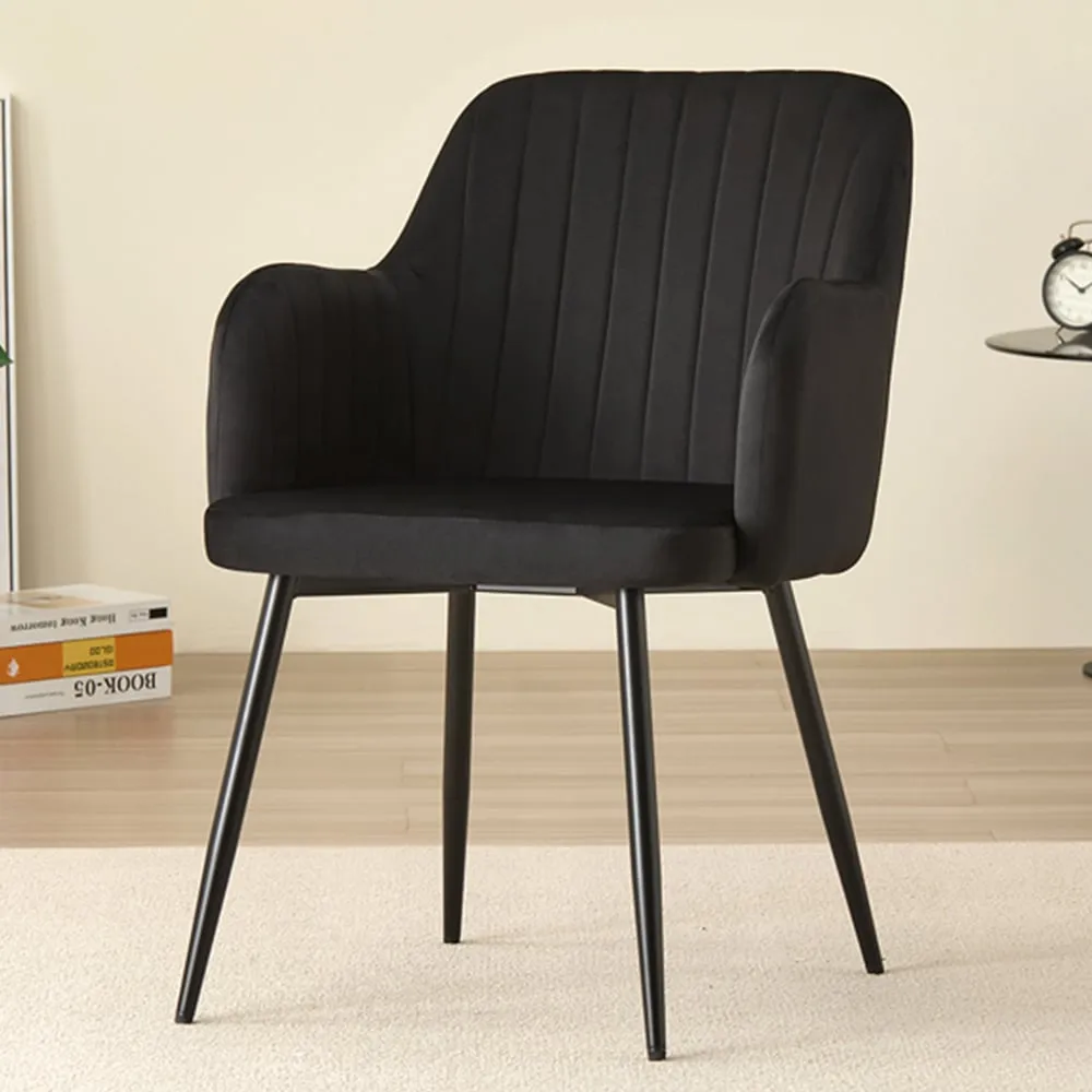 Charlotte Set of 2 Dining Chairs - Black, Velvet image