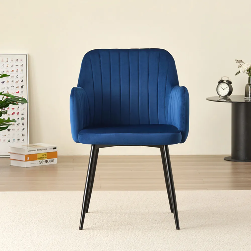 Charlotte Set of 2 Dining Chairs - Blue, Velvet