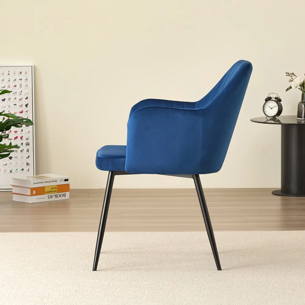 Charlotte Set of 2 Dining Chairs - Blue, Velvet