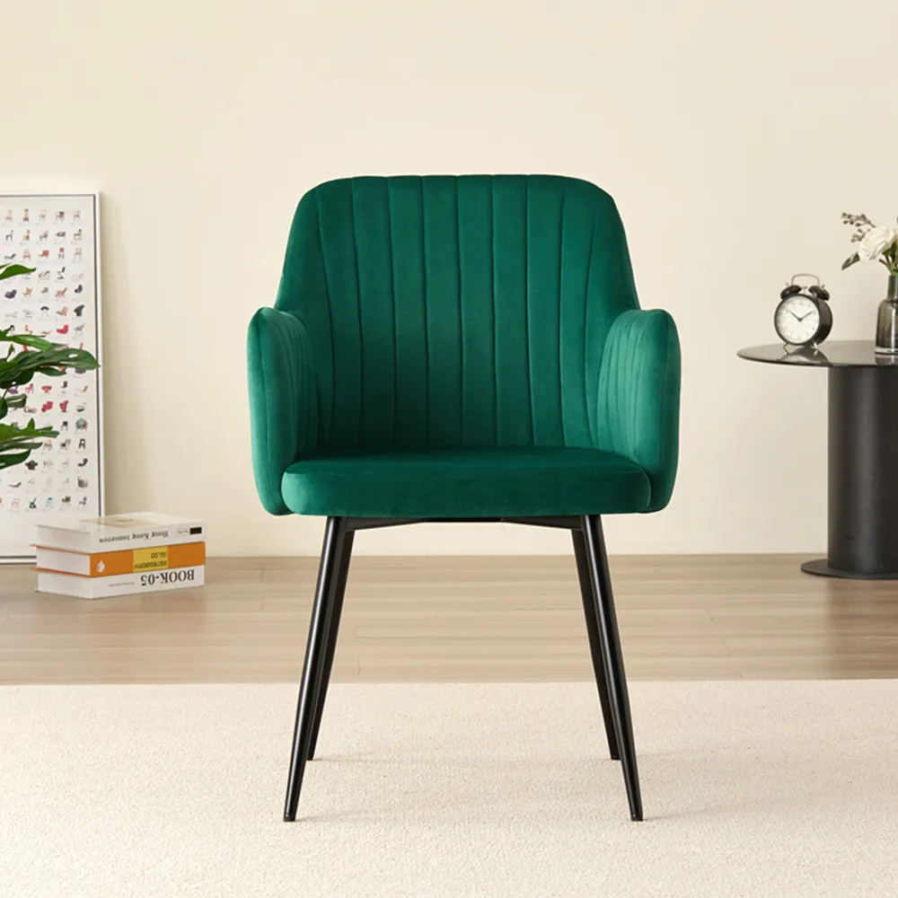 Charlotte Set of 2 Dining Chairs - Green, Velvet