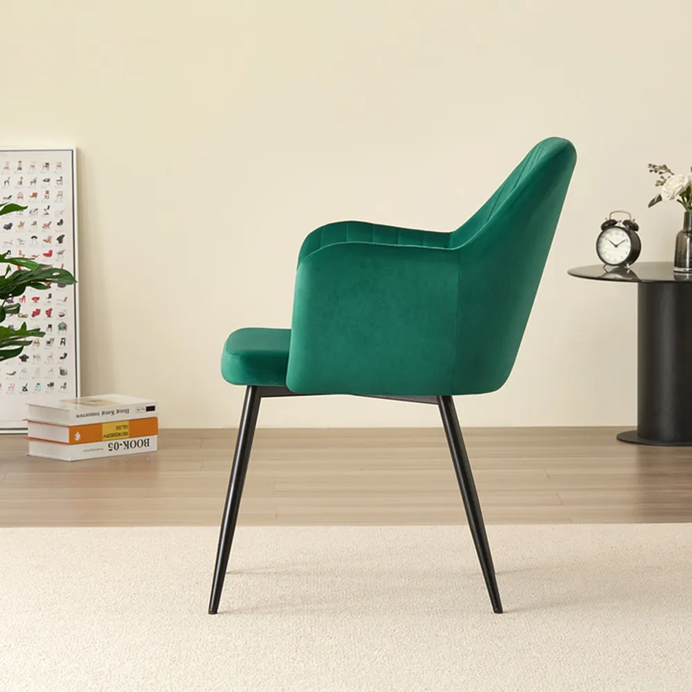 Charlotte Set of 2 Dining Chairs - Green, Velvet