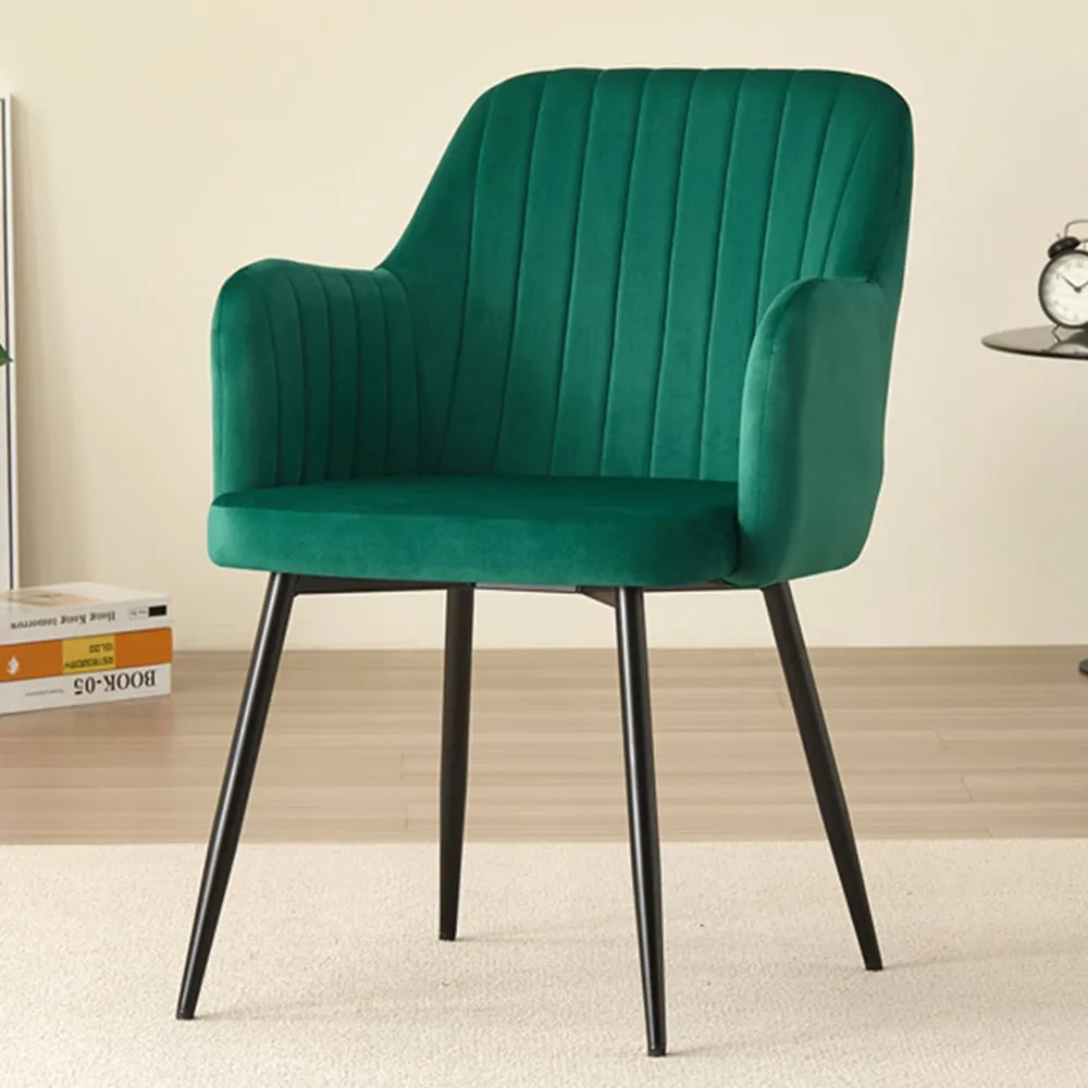 Charlotte Set of 2 Dining Chairs - Green, Velvet