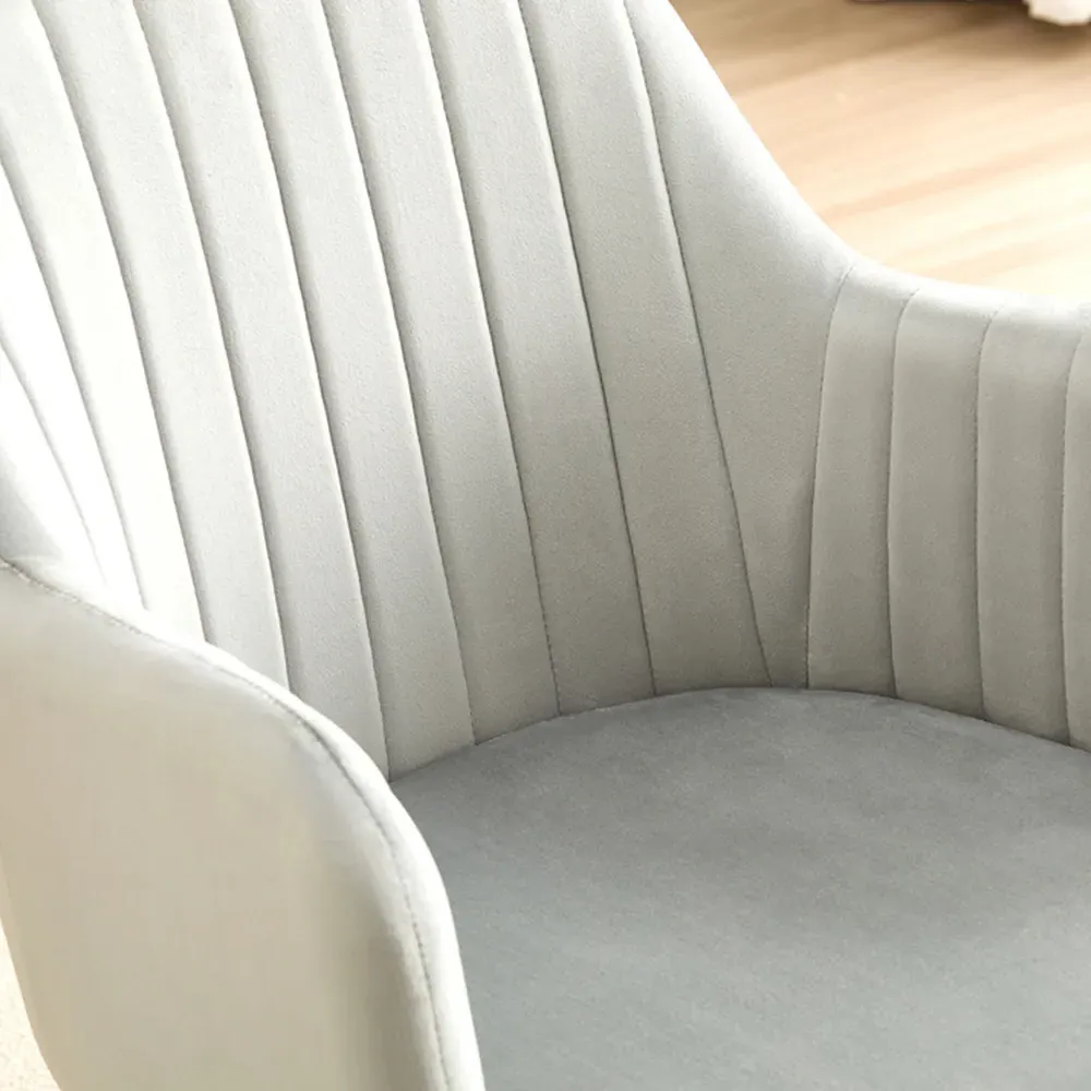 Charlotte Set of 2 Dining Chairs - Grey, Velvet