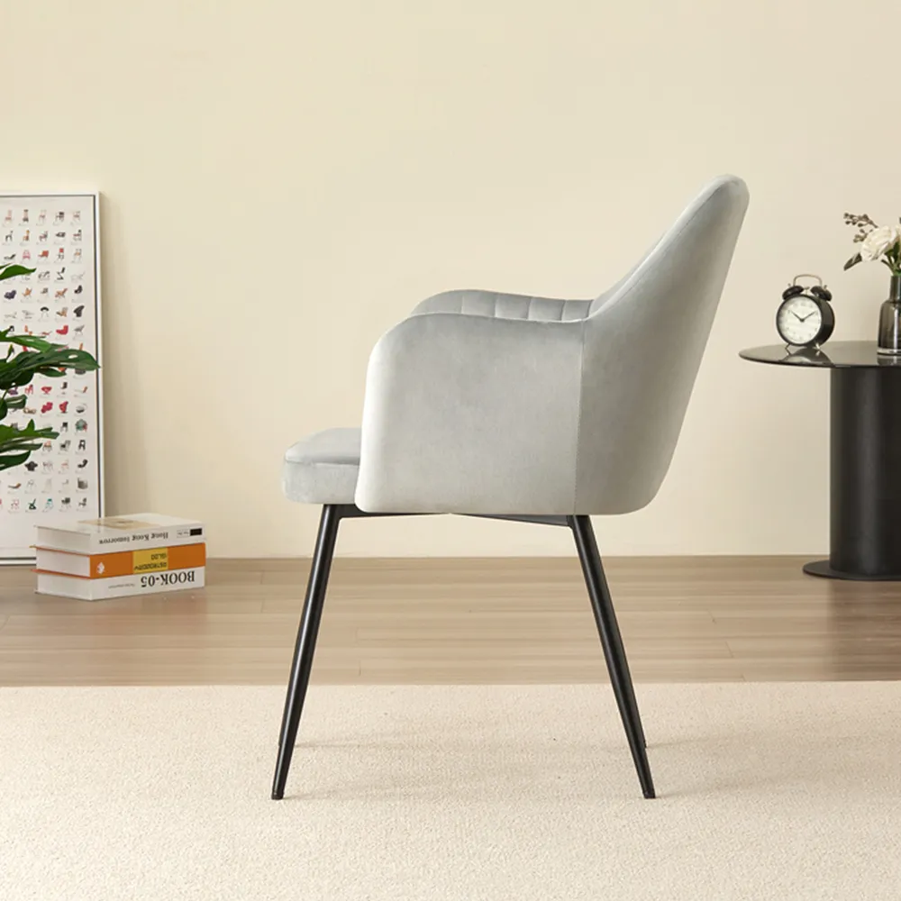 Charlotte Set of 2 Dining Chairs - Grey, Velvet