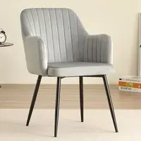 Charlotte Set of 2 Dining Chairs - Grey, Velvet