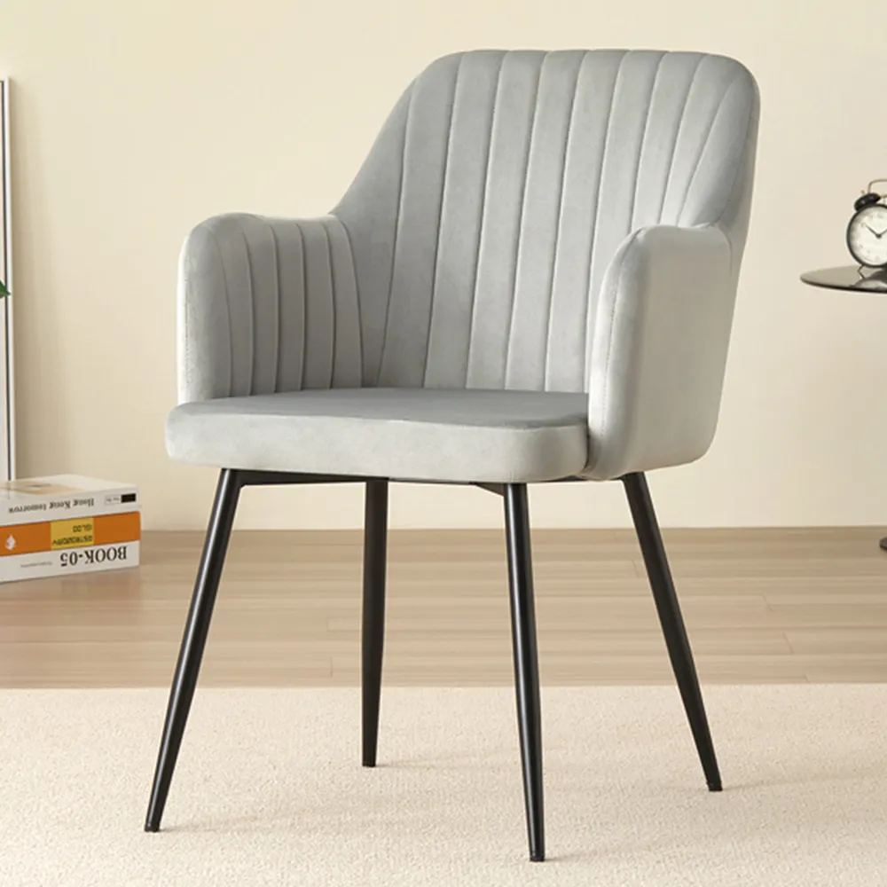 Charlotte Set of 2 Dining Chairs - Grey, Velvet