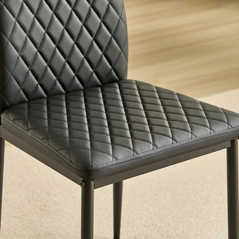 Emily Set of 4 Dining Chairs - Black, Leather