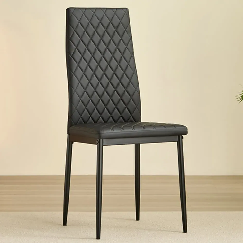 Emily Set of 4 Dining Chairs - Black, Leather image