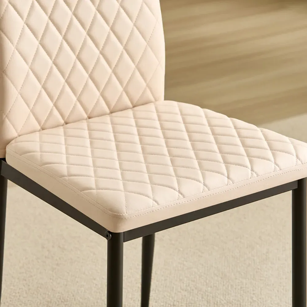 Emily Set of 4 Dining Chairs - Cream, Leather