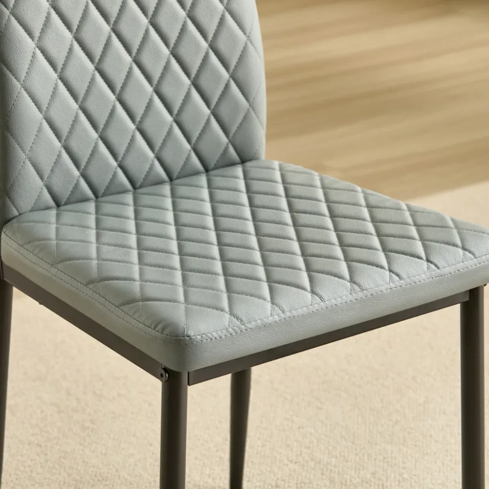 Emily Set of 4 Dining Chairs - Grey, Leather