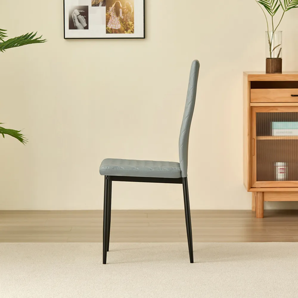 Emily Set of 4 Dining Chairs - Grey, Leather