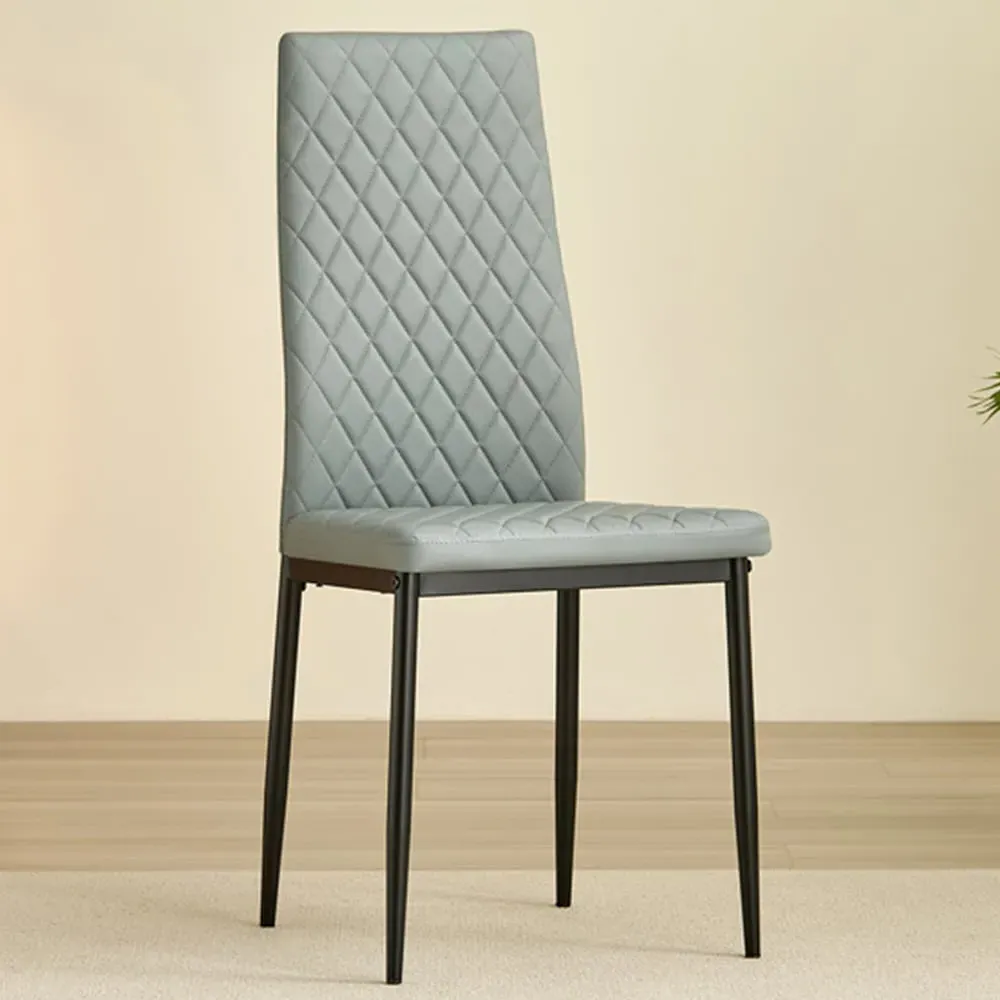 Emily Set of 4 Dining Chairs - Grey, Leather