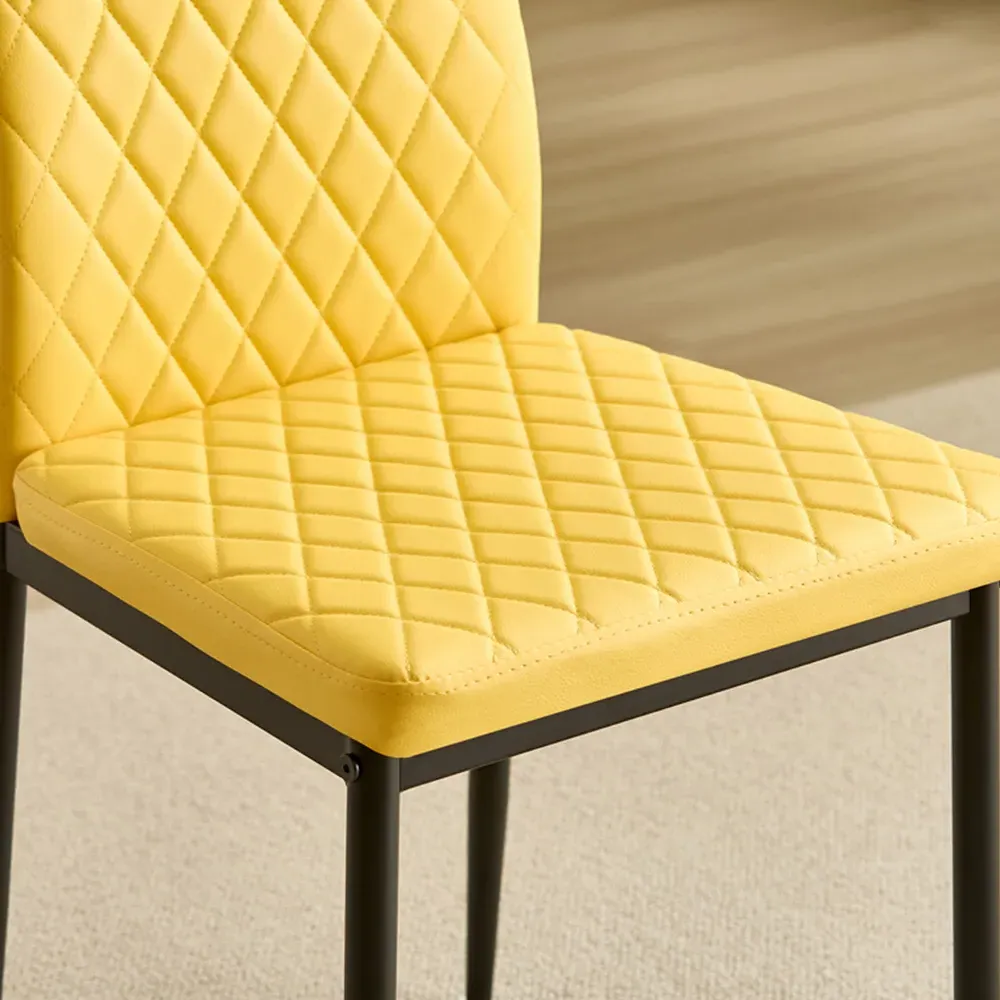 Emily Set of 4 Dining Chairs - Yellow, Leather