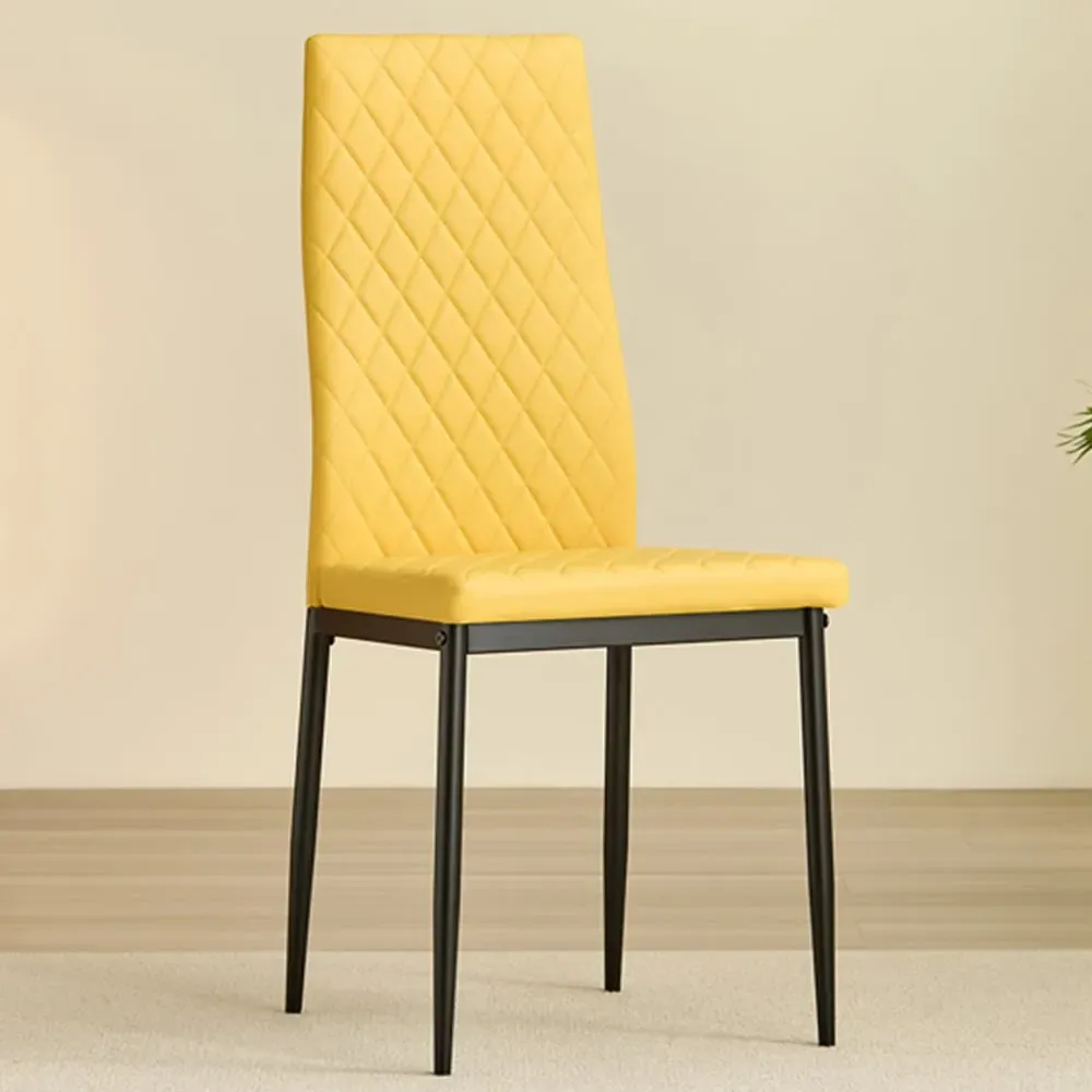 Emily Set of 4 Dining Chairs - Yellow, Leather