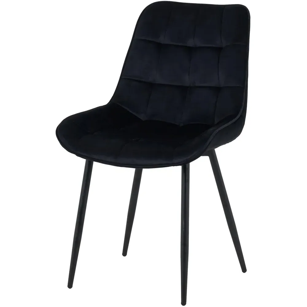 Erica Set of 4 Dining Chairs - Black, Velvet
