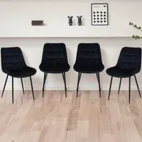 Erica Set of 4 Dining Chairs - Black, Velvet