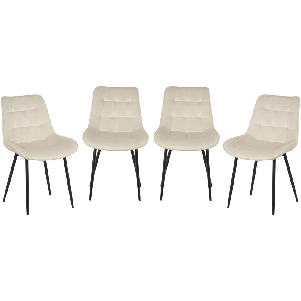 Erica Set of 4 Dining Chairs - Cream, Velvet