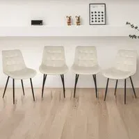 Erica Set of 4 Dining Chairs - Cream, Velvet