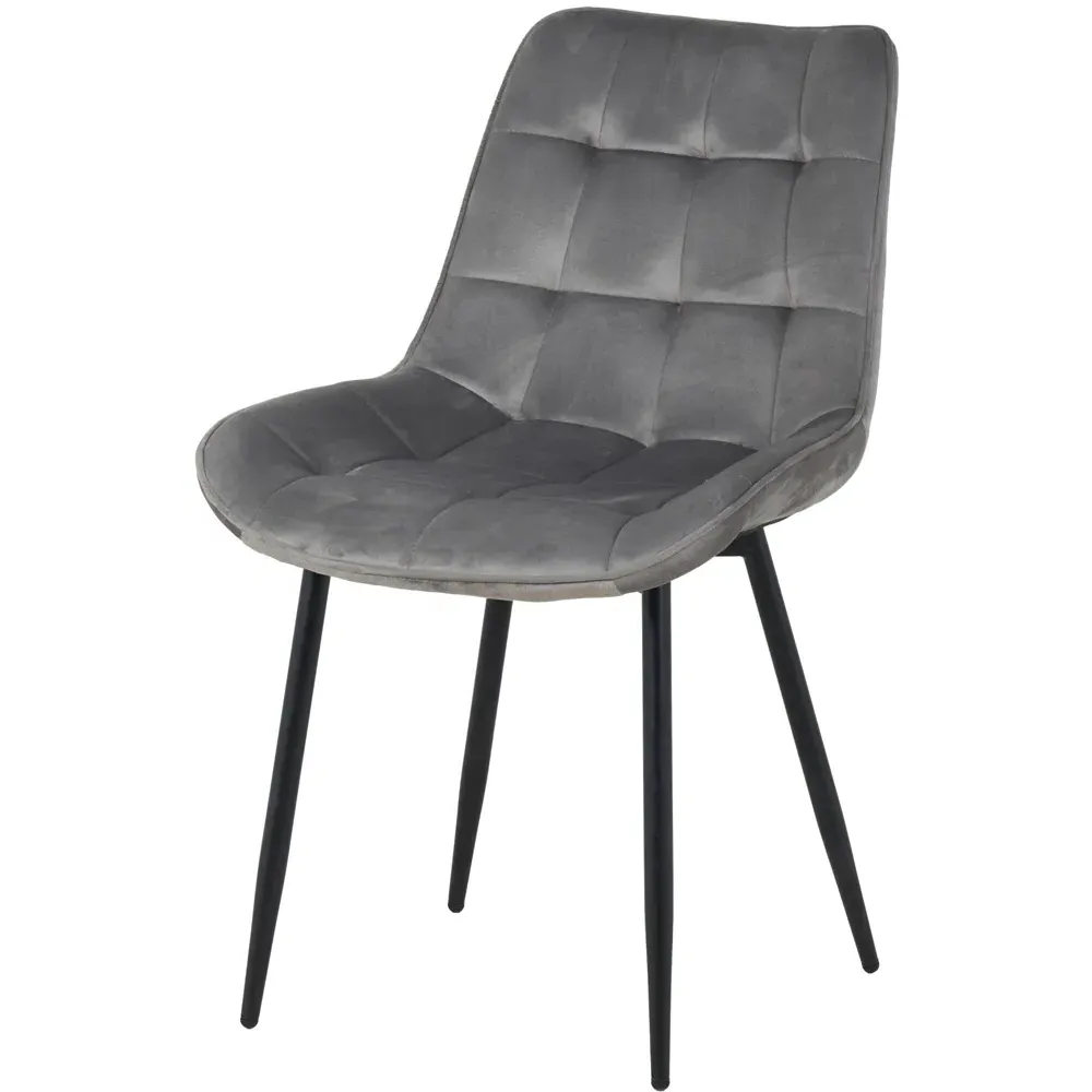 Erica Set of 4 Dining Chairs - Grey, Velvet