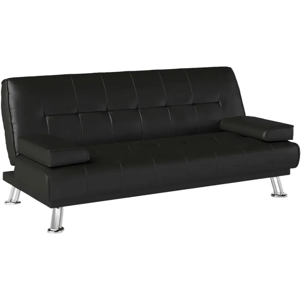 Jace 3-Seater Sofa Bed - Black, Leather
