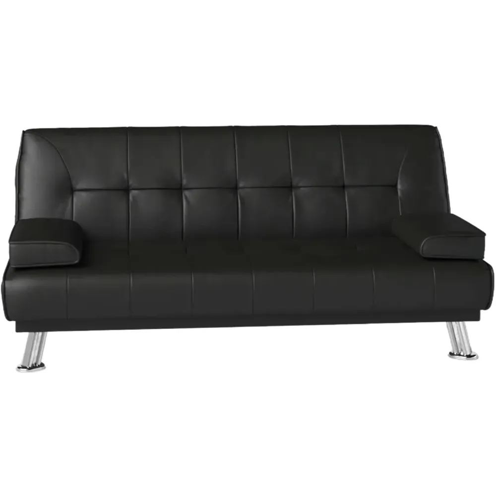 Jace 3-Seater Sofa Bed - Black, Leather