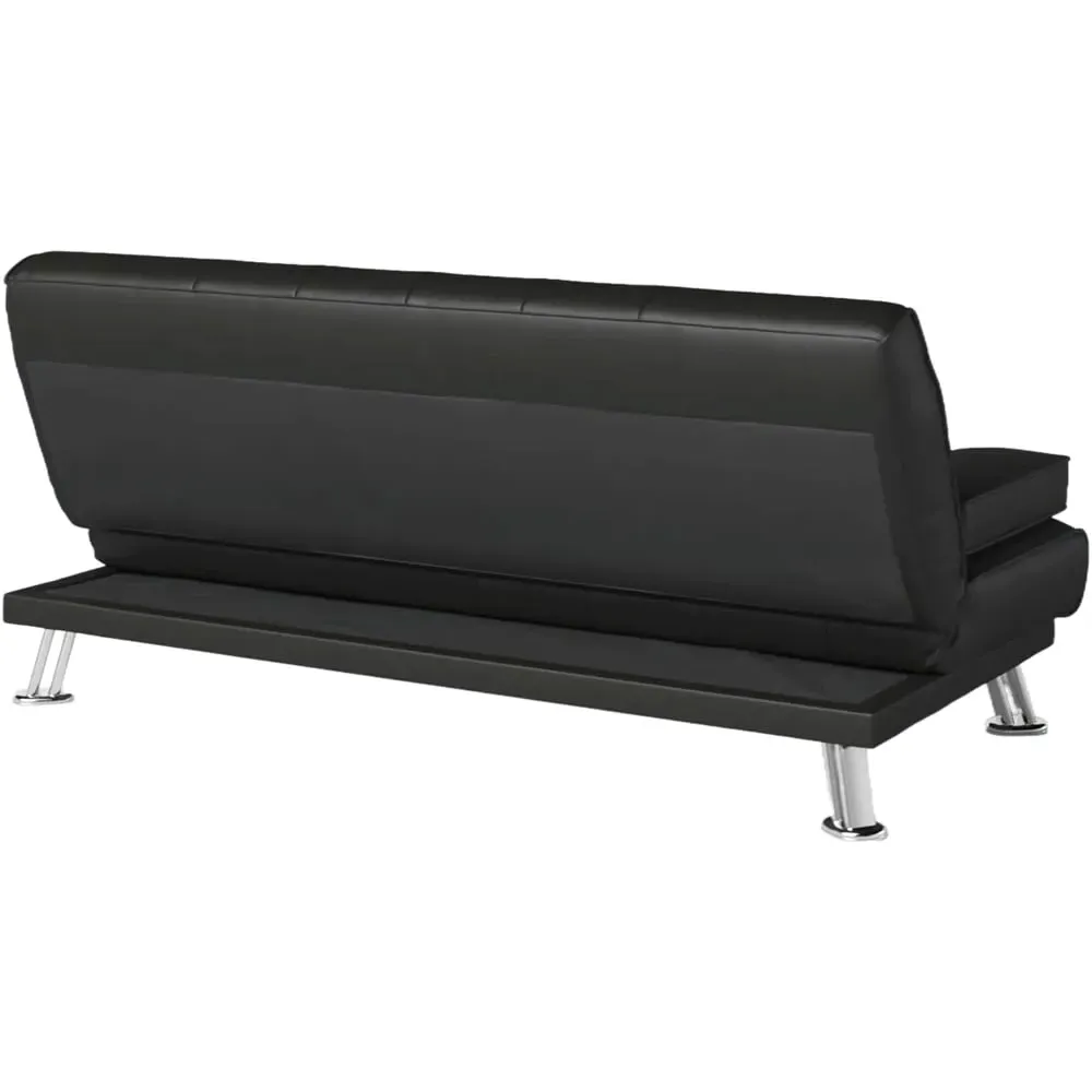 Jace 3-Seater Sofa Bed - Black, Leather