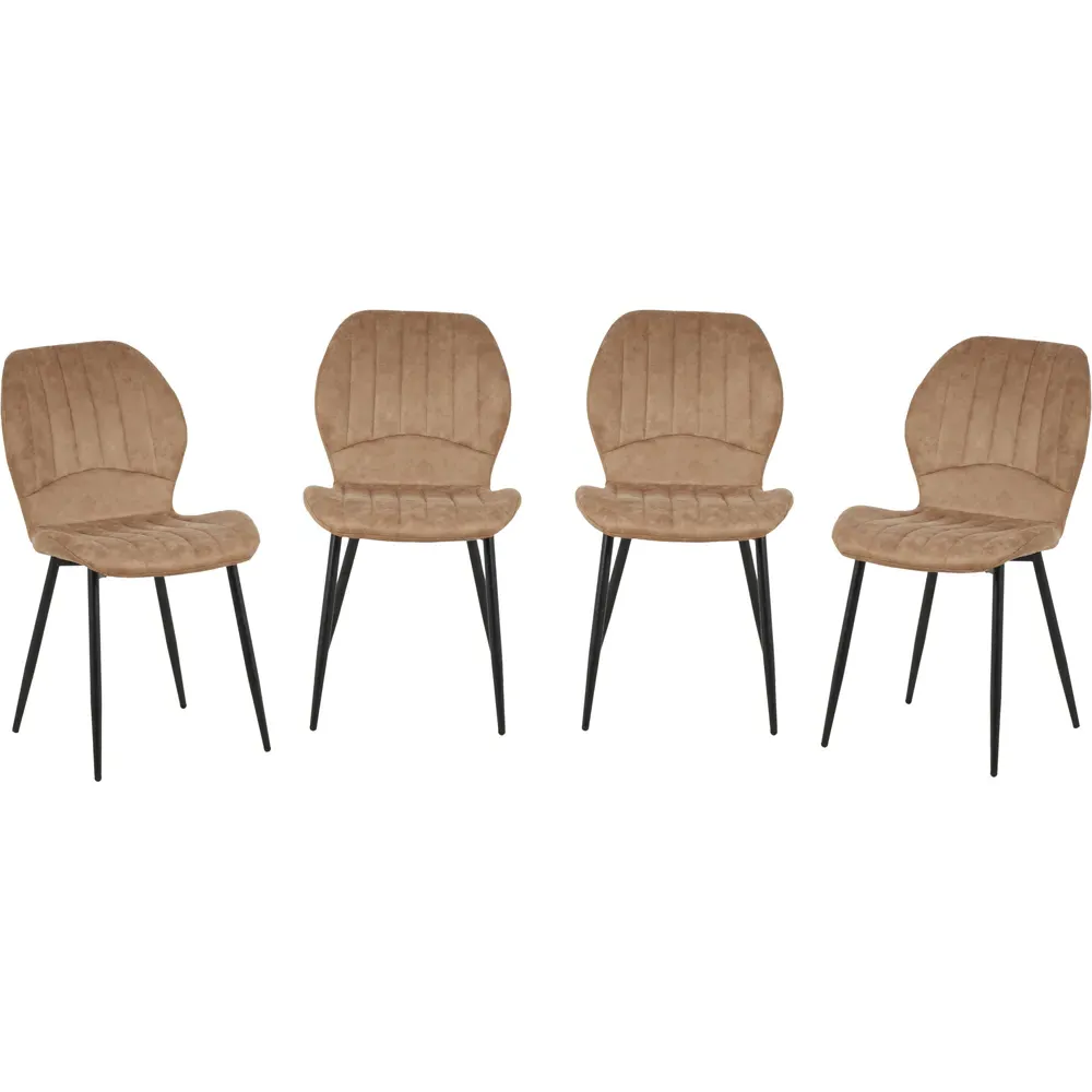 Jaydn Set of 4 Dining Chairs - Brown, Distressed Leather
